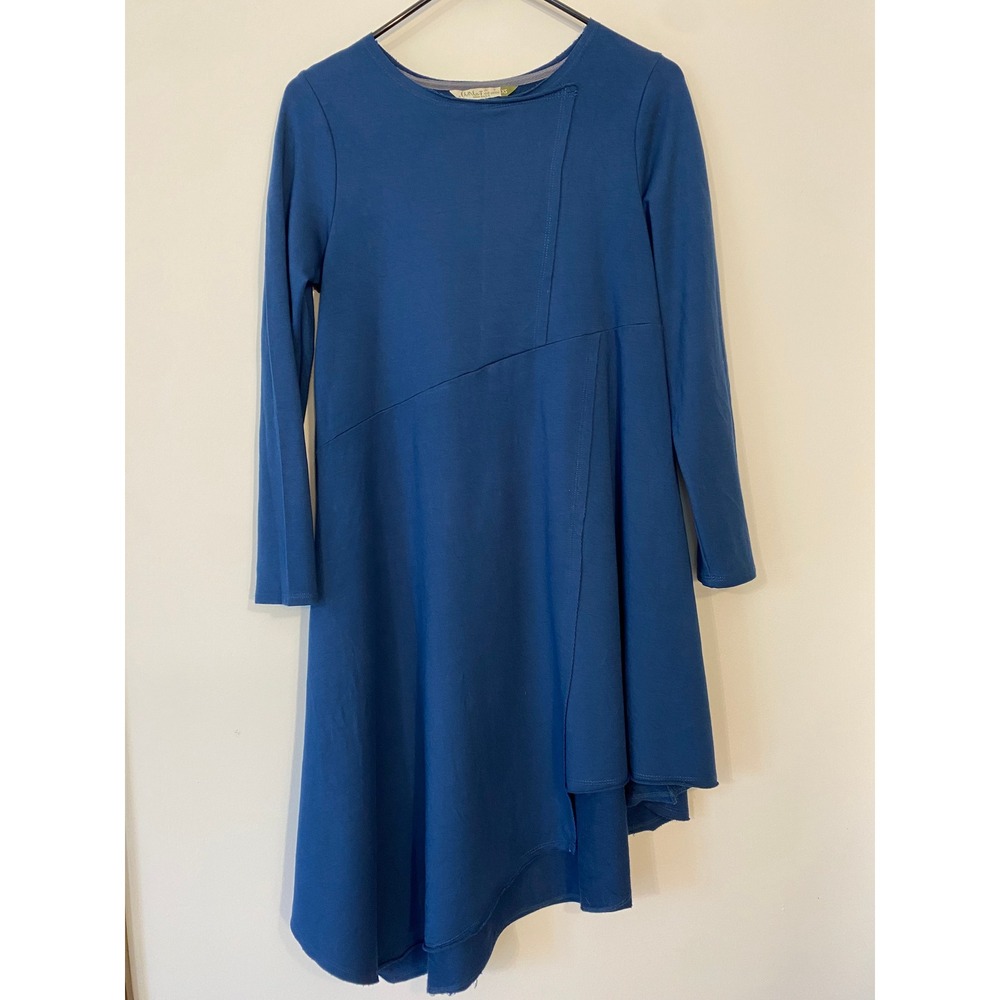 Chalet et Ceci Blue Long Sleeve Asymmetrical Lagenlook Tunic Dress XS